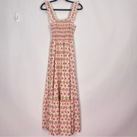 Shein Women’s Maxi Print Dress Sz Small White Pink - Picture 3 of 8